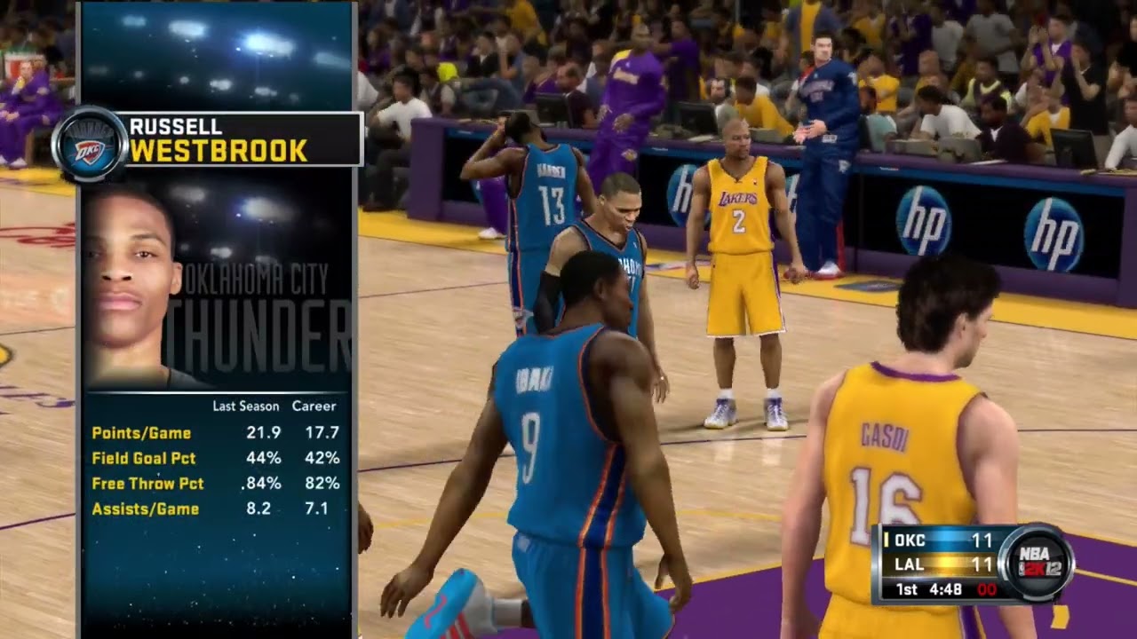 NBA 2K12 Gameplay - Oklahoma City Thunder vs Los Angeles Lakers