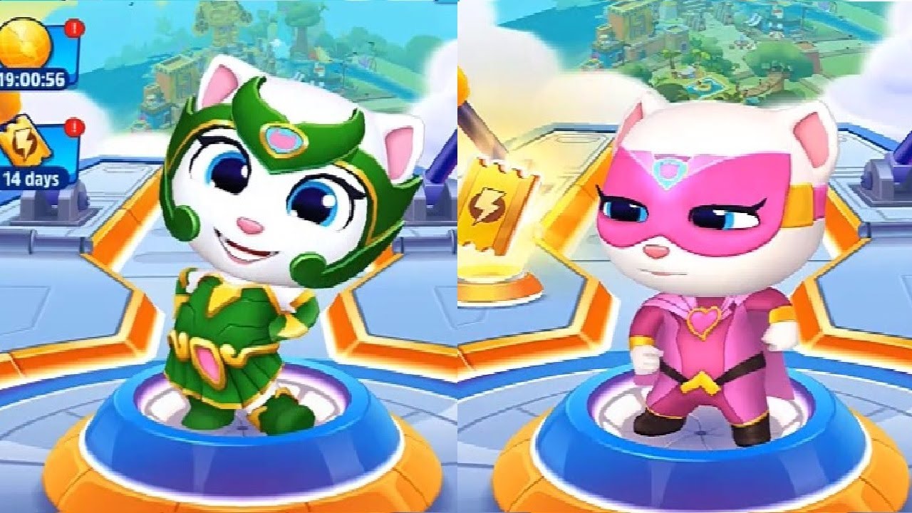 TALKING TOM HERO DASH NEW UPDATE Superhero ANGELA New Outfit VS  SUPER ANGELA Android Gameplay