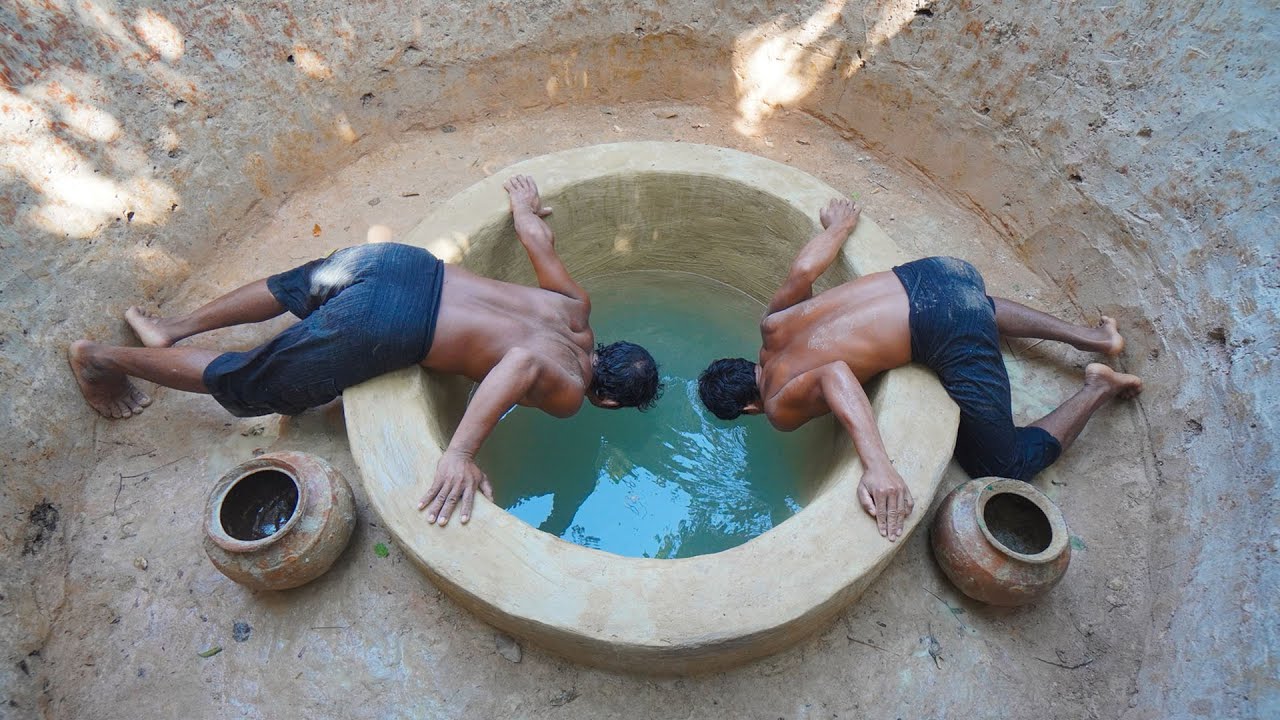 Build The Most Secret Underground House Bath Pool Underground, Searching Water Well