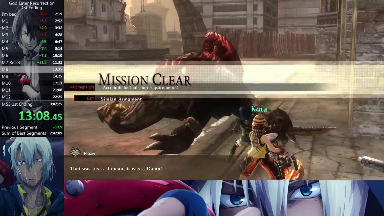 God Eater Resurrection 1st ending speedrun 2:49:45