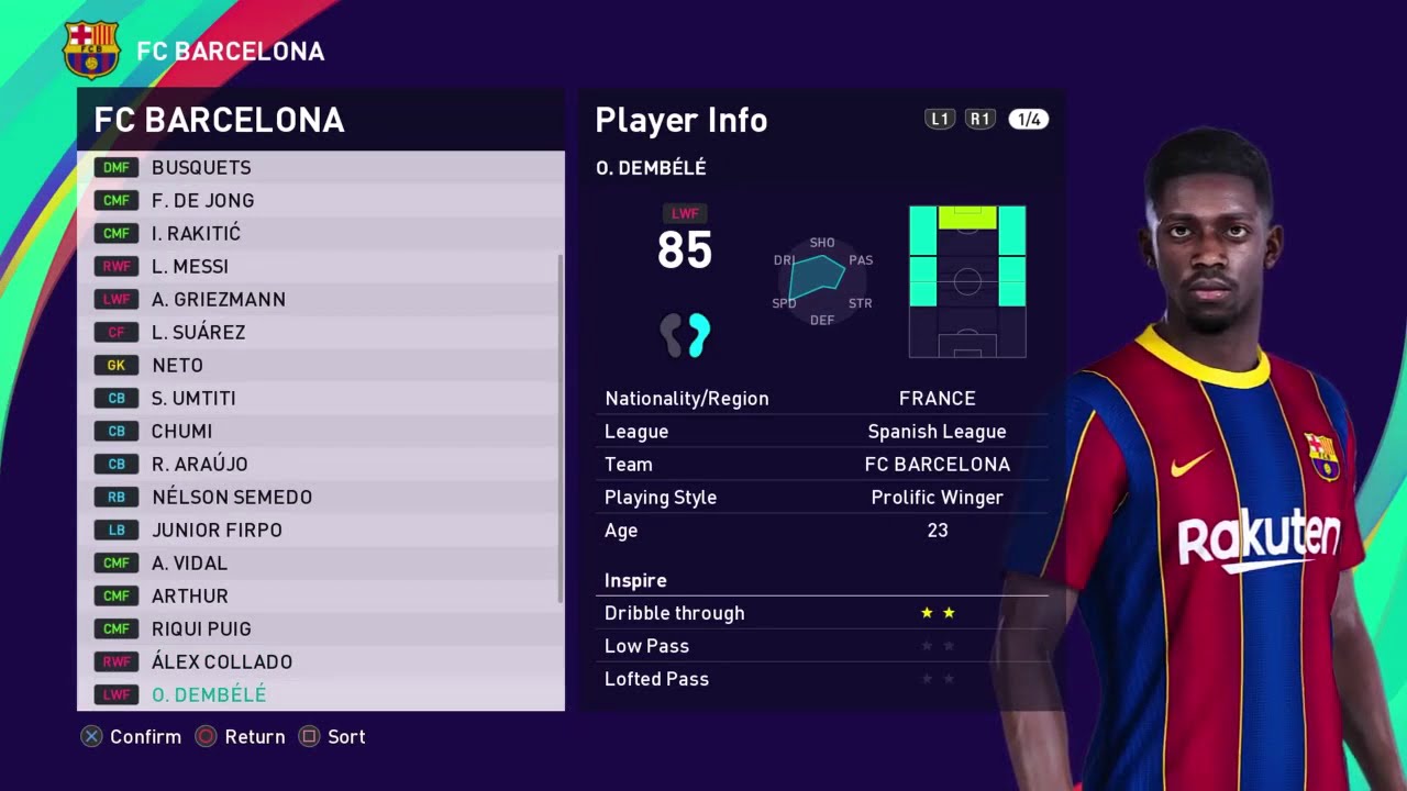 PES 2021 Barcelona faces and ratings | Lionel Messi, Suarez, Griezmann | Caras de Barcelona PES 2021