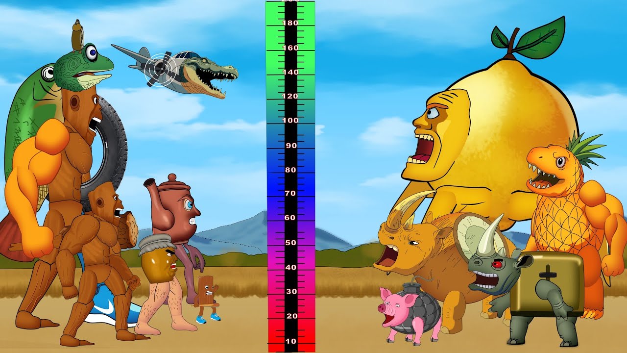 Compare the strength and height of Tung Tung Tung VS Rhino Toaster,Brainot Team:Animation DC2