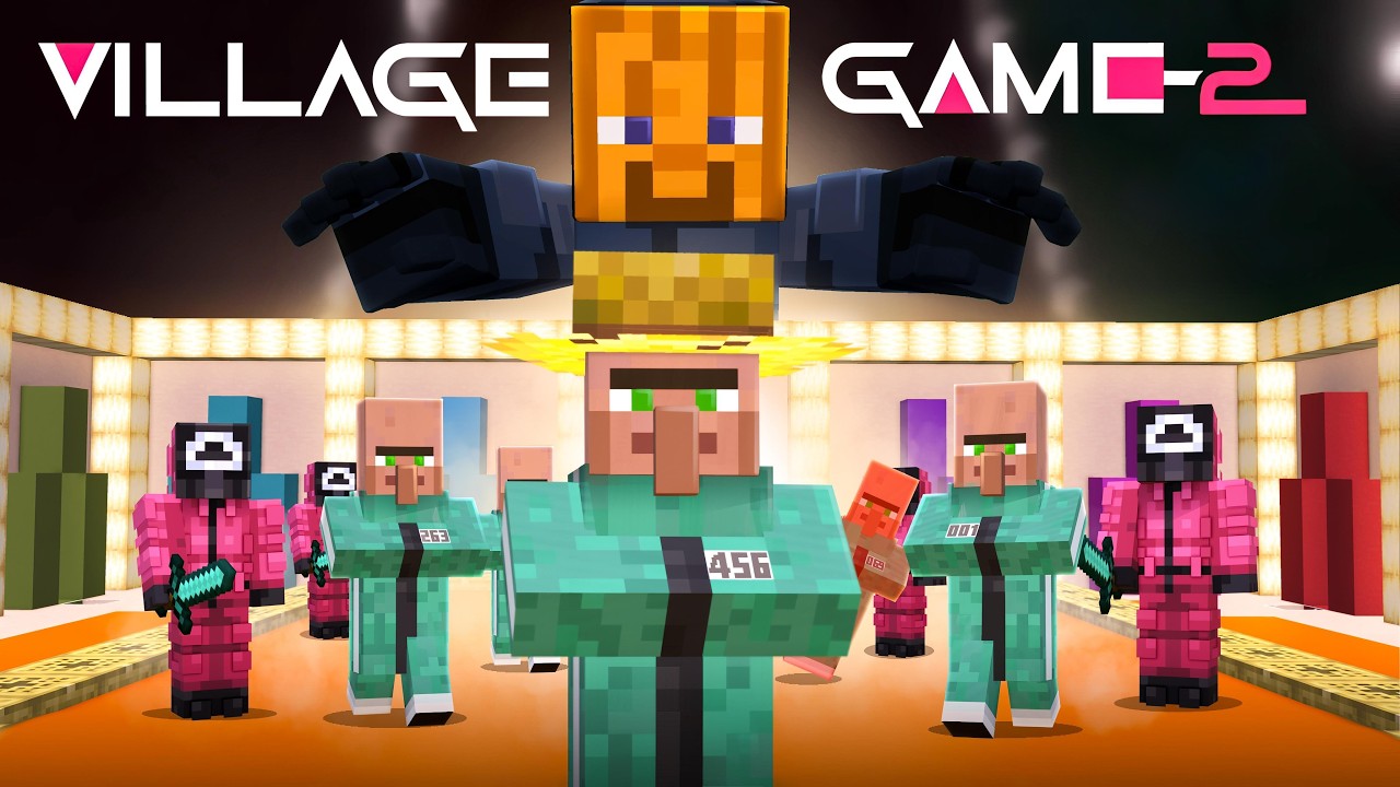 Я заставил жителей деревни играть в SQUID GAME 2 в режиме выживания Minecraft (без модов).