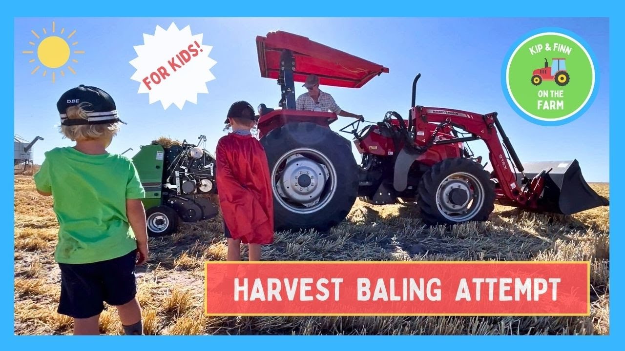 Baling Barley Straw with the Mini Baler! | Real Farm Adventure for Kids 🌾