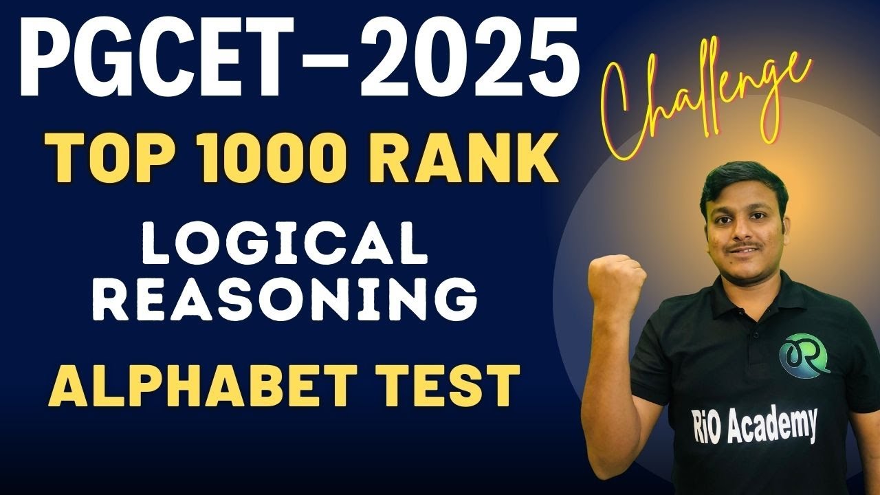 PGCET MBA-MCA 2025 | Yuva the energy batch | Alphabet Test | Logical Reasoning |  #pgcet2025