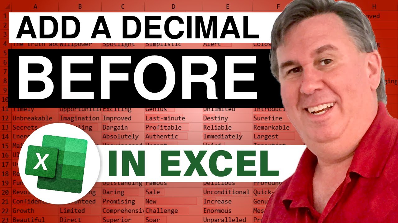 Excel - Add A Decimal Before: Episode 1348