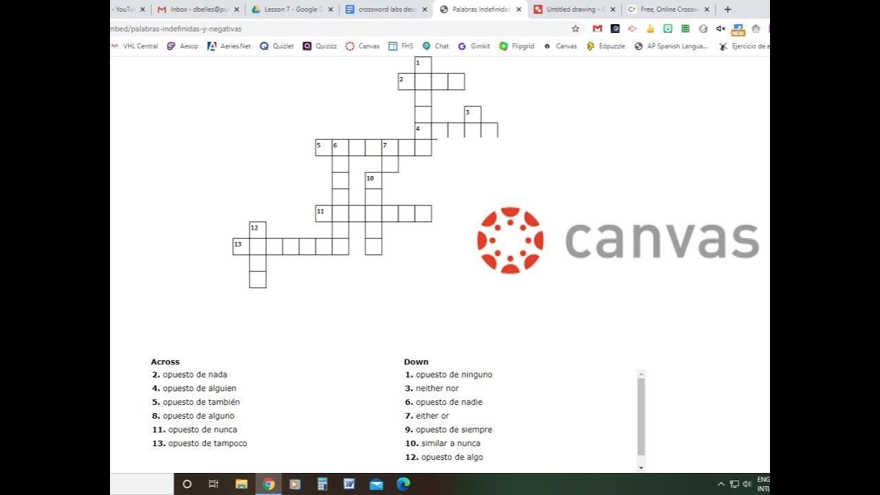 Canvas Crossword Puzzle Quiz - Tutorial