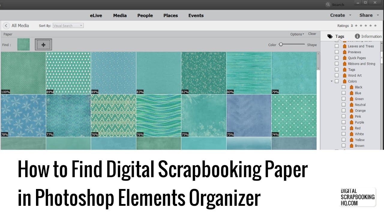 Find and organize your digital scrapbooking paper in Photoshop Elements 2018