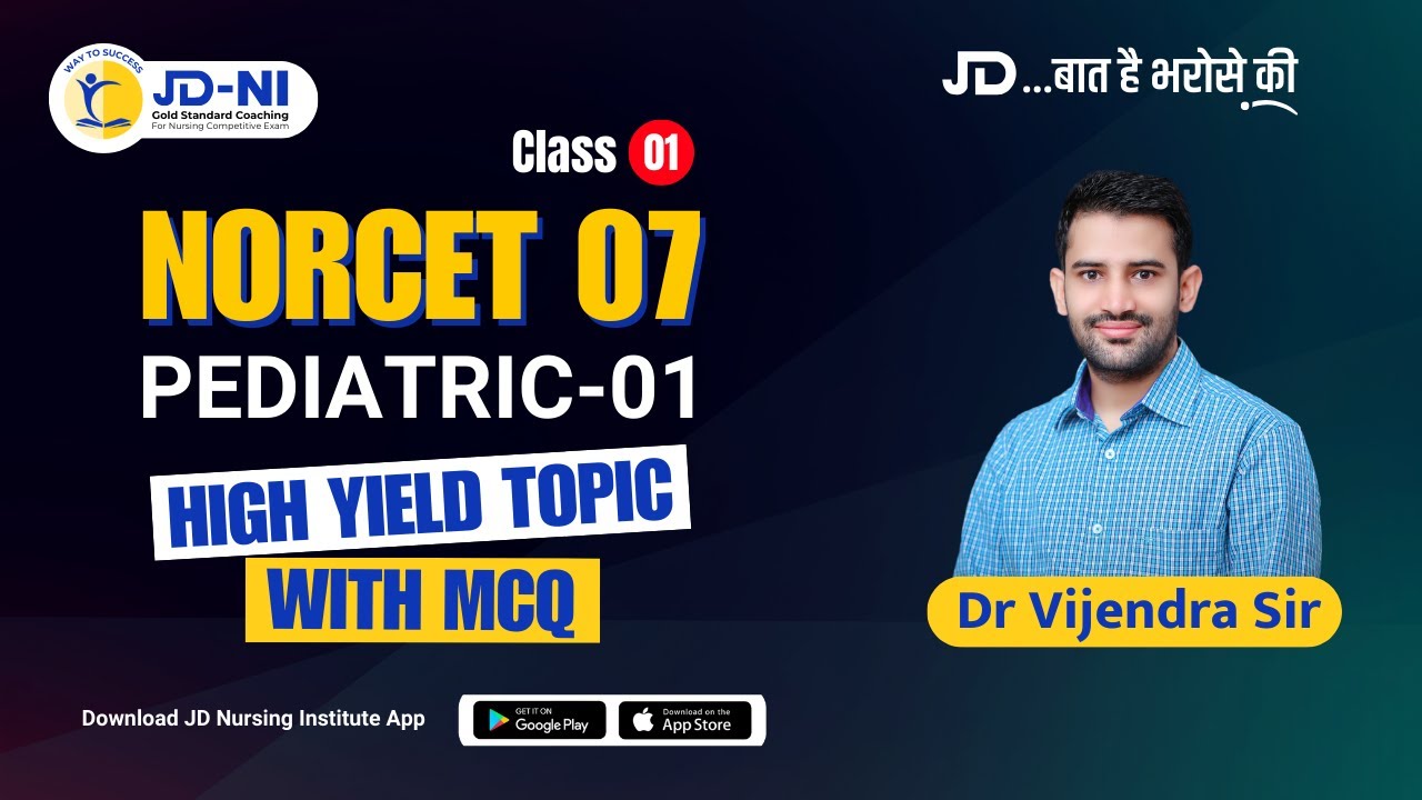 NORCET -07 PAEDIATRIC - 01 HIGH YIELD MCQS BY DR VIJENDRA SIR