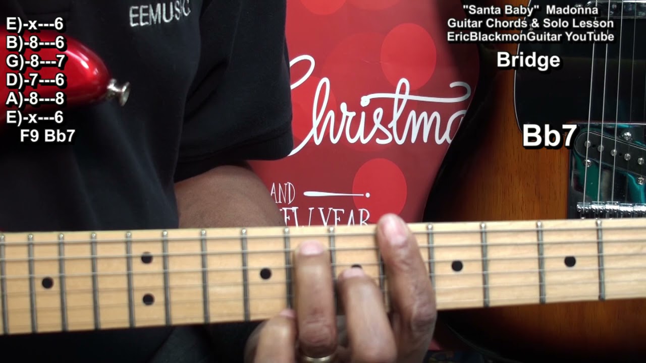 SANTA BABY Madonna Guitar Chords & Solo Lesson Tutorial @EricBlackmonGuitar Eartha Kitt