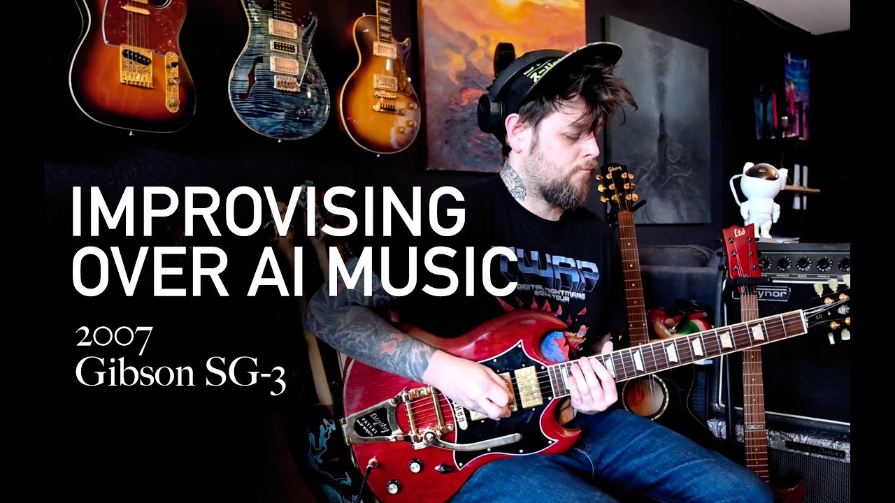 Improvising on a Gibson SG over AI-generated backing track