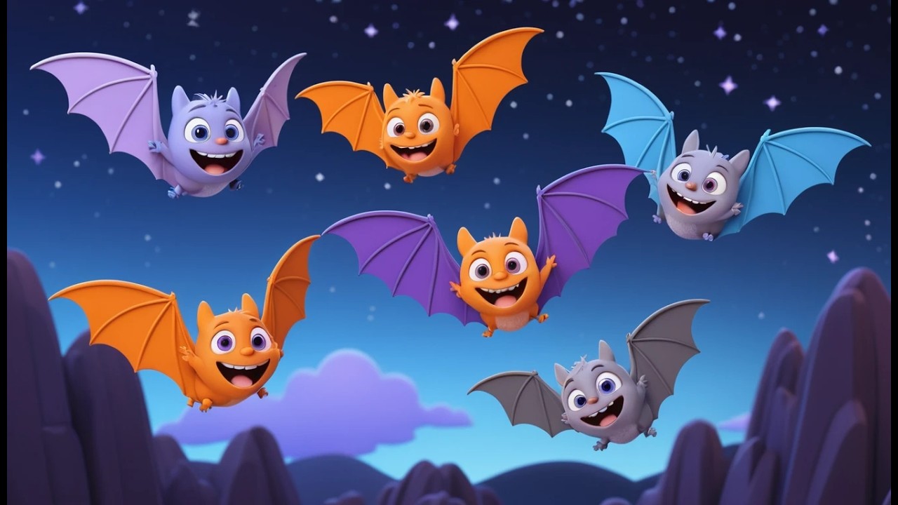 Cinq petites chauves-souris, plongez, plongez | Chansons de nuit et comptines pour enfants