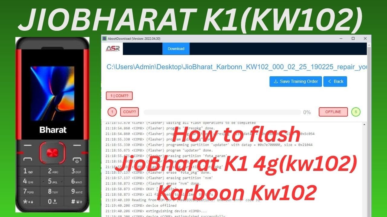 Jiobharat Kw102//jiobharat K1 4g(kw102) // karbonn Kw102 //Hang on Logo // password reset free file