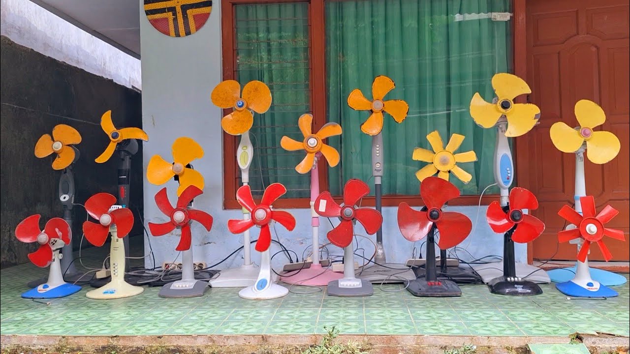 Kolaborasi kipas angin merah dan kuning