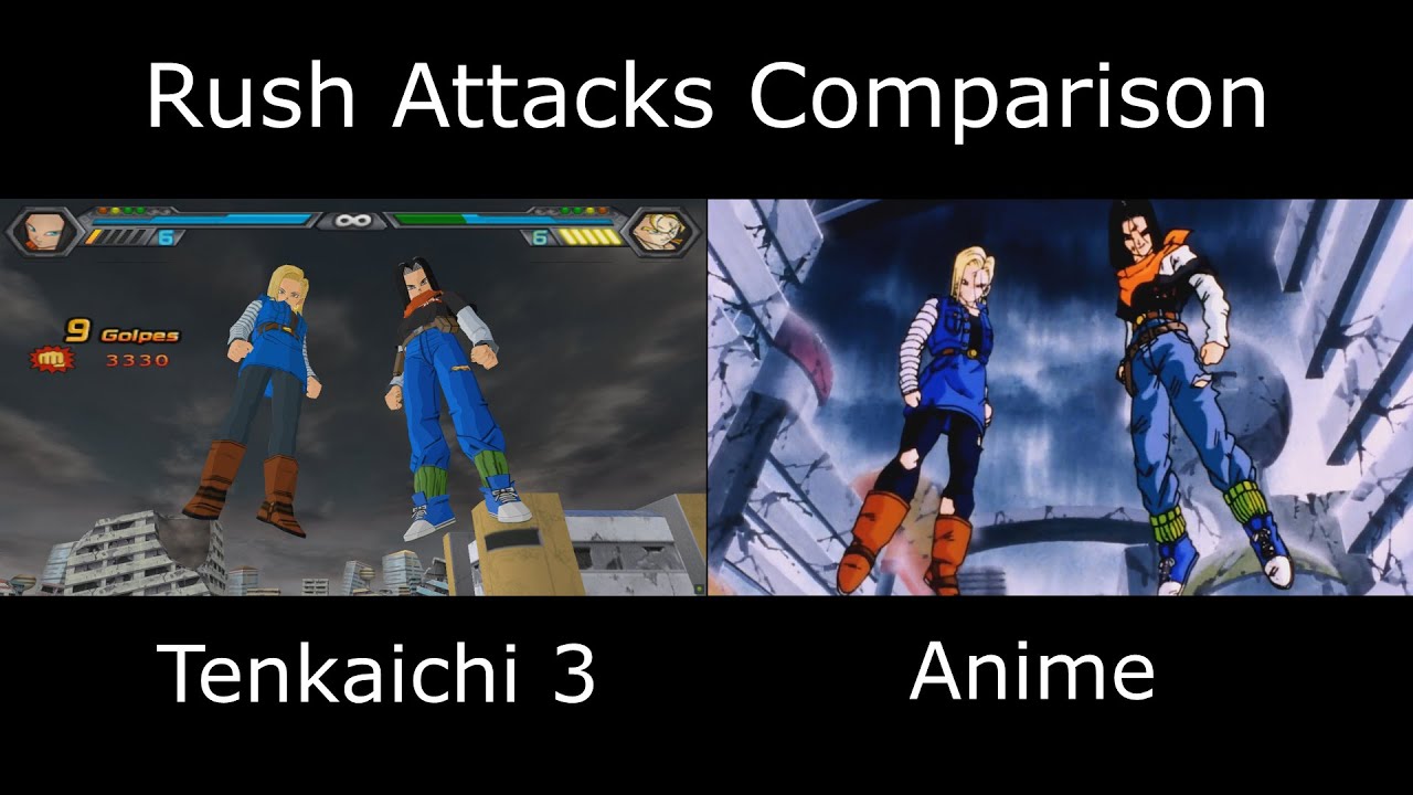 DBZ Budokai Tenkaichi 3 Rush Attacks Anime Side by Side Comparison Vol. 1