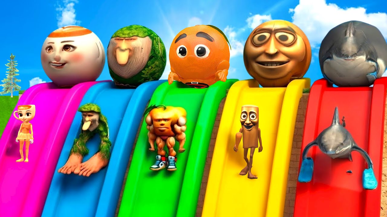 Long Slide Game With Cow Elephant Gorilla Hippopotamus Tiger 3d Animal Game Funny 3d Animals