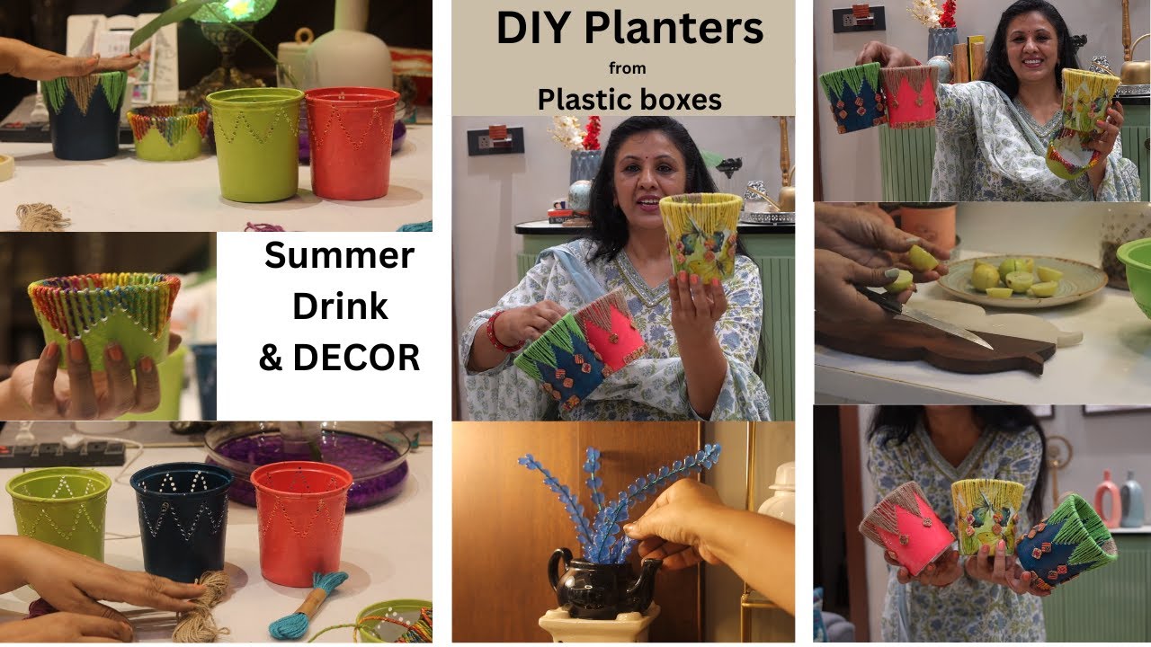 प्लास्टिक डिब्बों से DIY Planters || Unique Idea for DIY | Summer Special Drink , DIY, Recipe, Decor