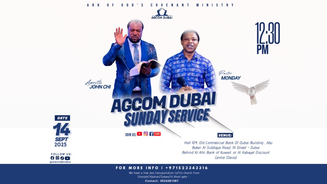 THE AGCOM DUBAI SUNDAY SERVICE LIVE BROADCAST WITH | PST MONDAY (14-09-2025)