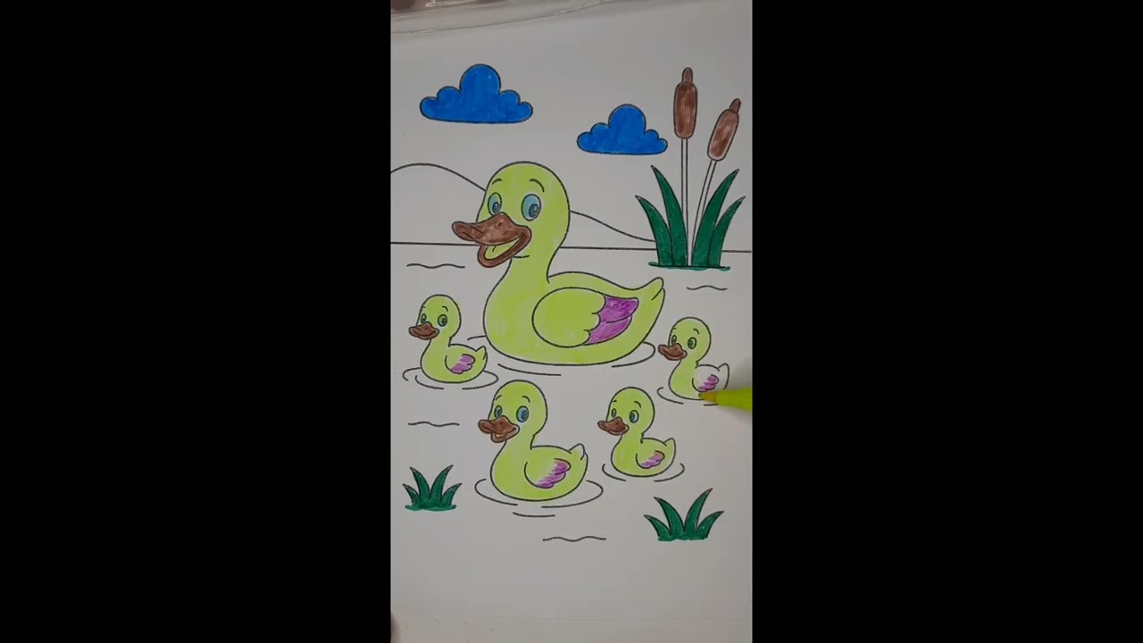 🦆🐥💛Duck Family!✨️#DuckFamily #Ducklings #CuteAnimals #Nature #coloring