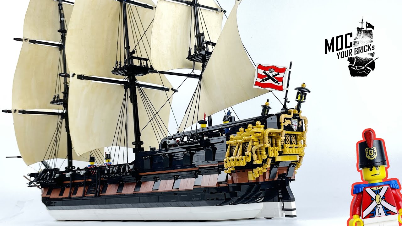 Lego pirate ship MOC : “ HMS Trident “, The Imperial fourth rate ship. Speed Build