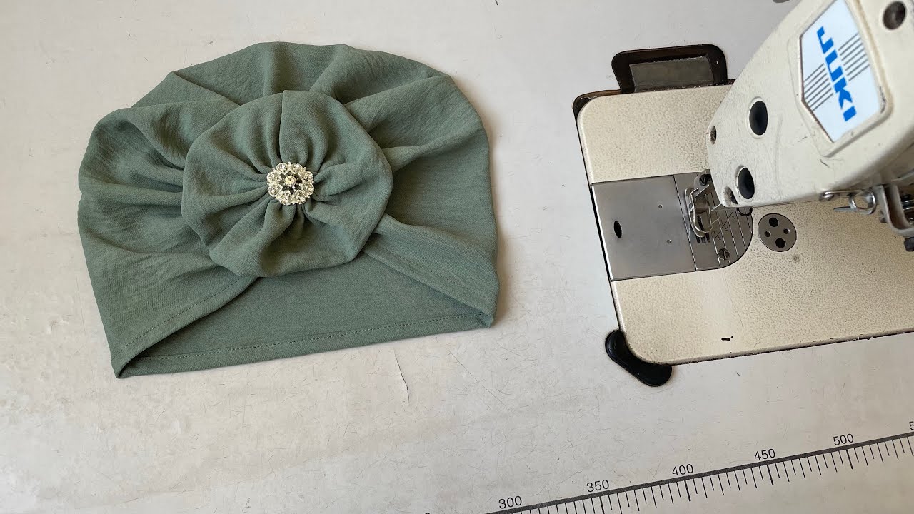خياطة توربان للبنوتات صغار بقماش مطاطي How to make a turban for young girls / measuring 2 years