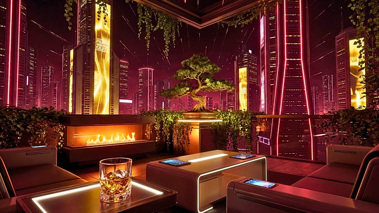 Party Jazz — Drinking golden whiskey at a sunset social in 2052.