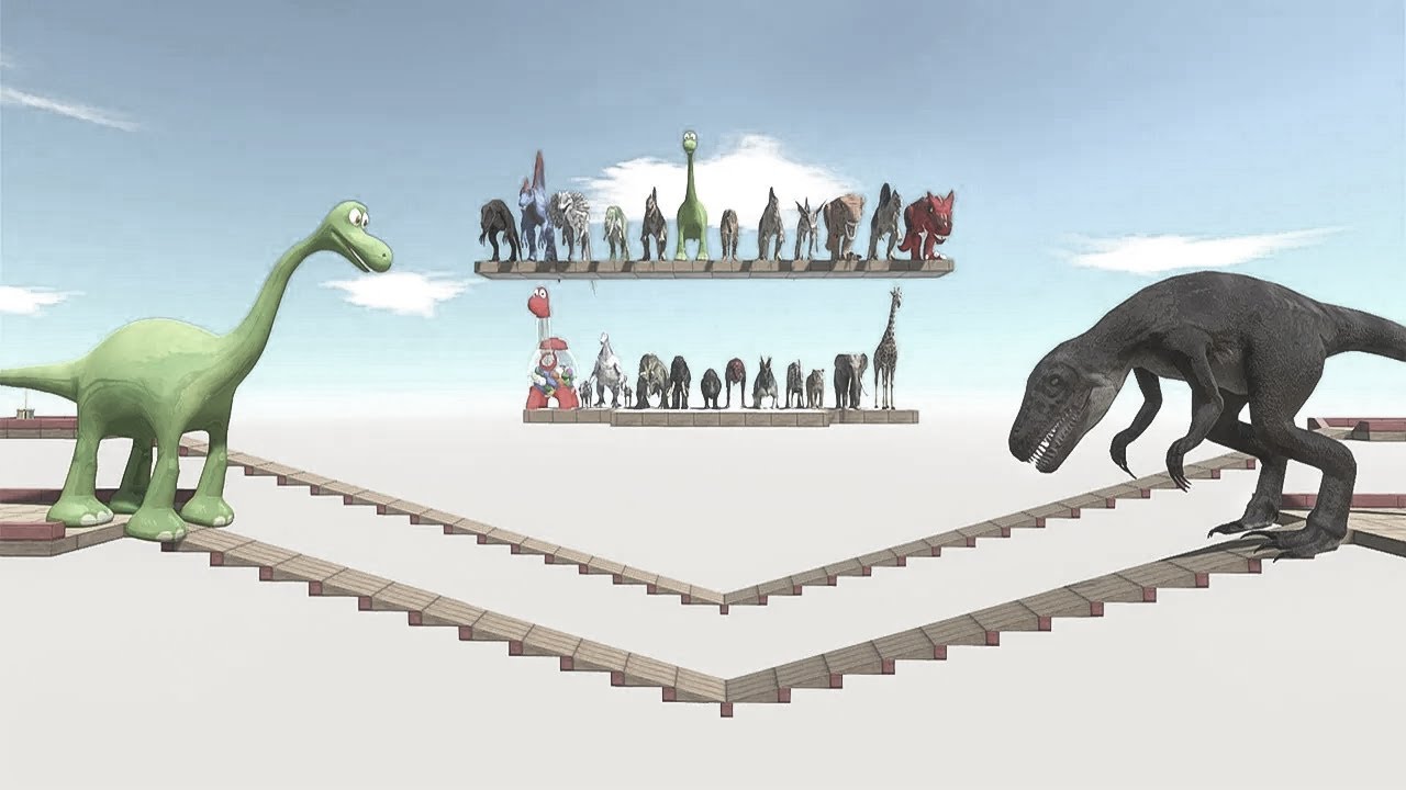 Push Off the Enemy Dinosaur in an Epic Bridge Duel!