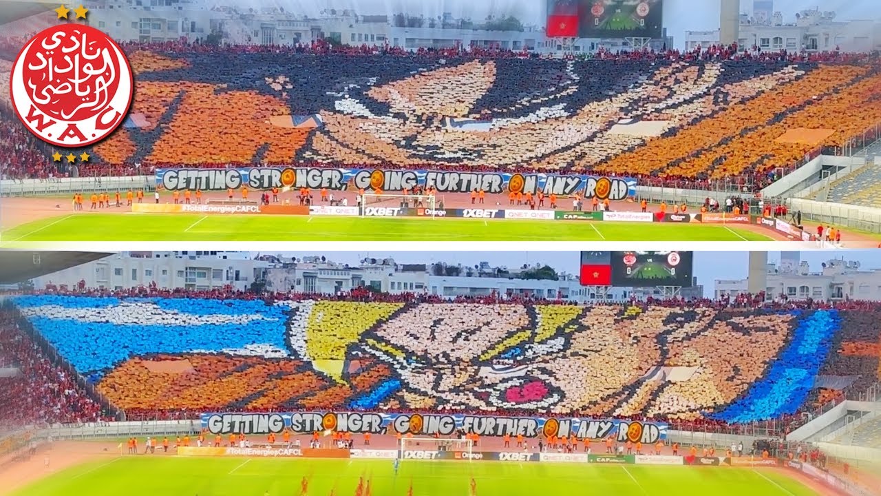 TORCIDA DO WYDAD FAZ MOSAICO TRIPLO COM GOKU! 🔴 WYDAD VS SIMBA | TIFO DRAGON BALL ULTRAS WINNERS.