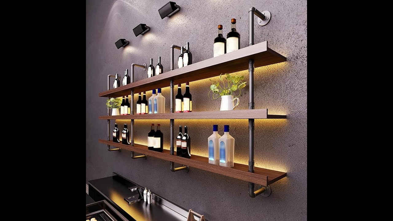 55.1&rdquo; Wall-Mounted Wine Rack Review &ndash; Solid Wood LED Floating Shelves!