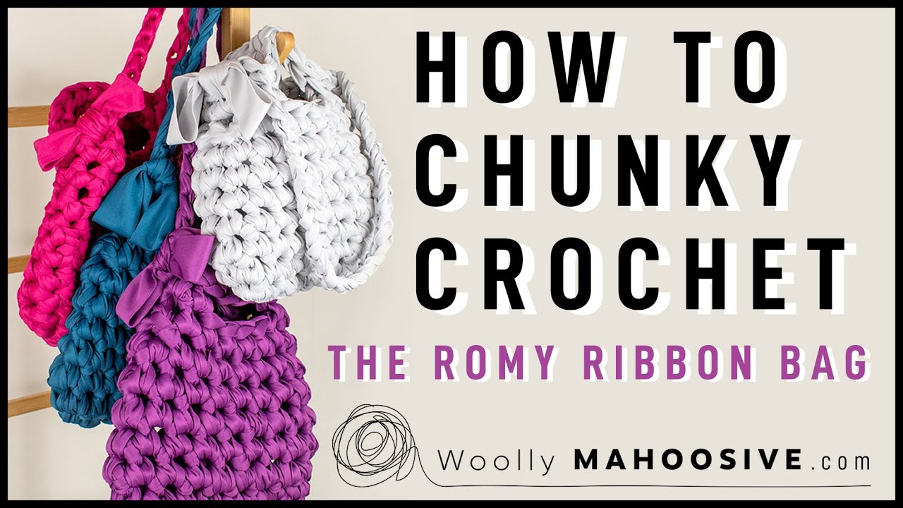 Crochet A Bag | How To Chunky Crochet with Giant Ribbon Yarn | Chunky Yarn Crochet | Romy Ribbon Bag