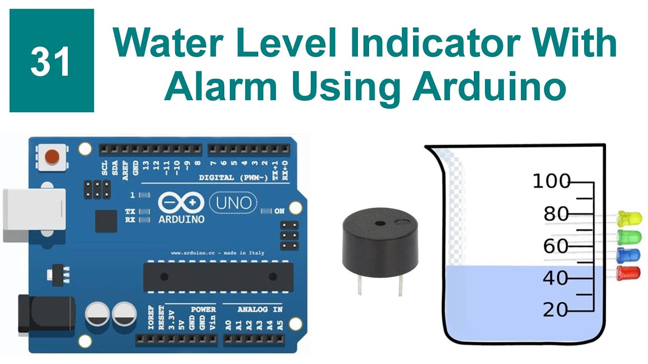 Water Level Indicator With Alarm Using Arduino | Code & Circuit | Proteus Simulation
