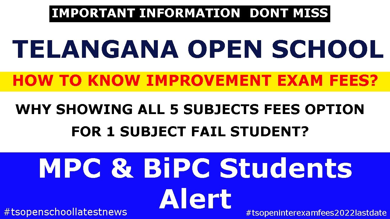 How to Pay TS Open Inter Exam Fees 2022 Online|Improvement & Fresh MPC, BIPC Students Important News