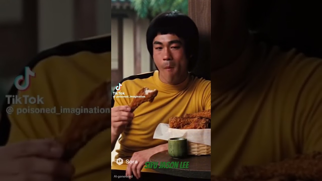 Don&rsquo;t mess with Bruce Lee&rsquo;s #popeyesfriedchicken #brucelee #sifujasonlee #martialarts