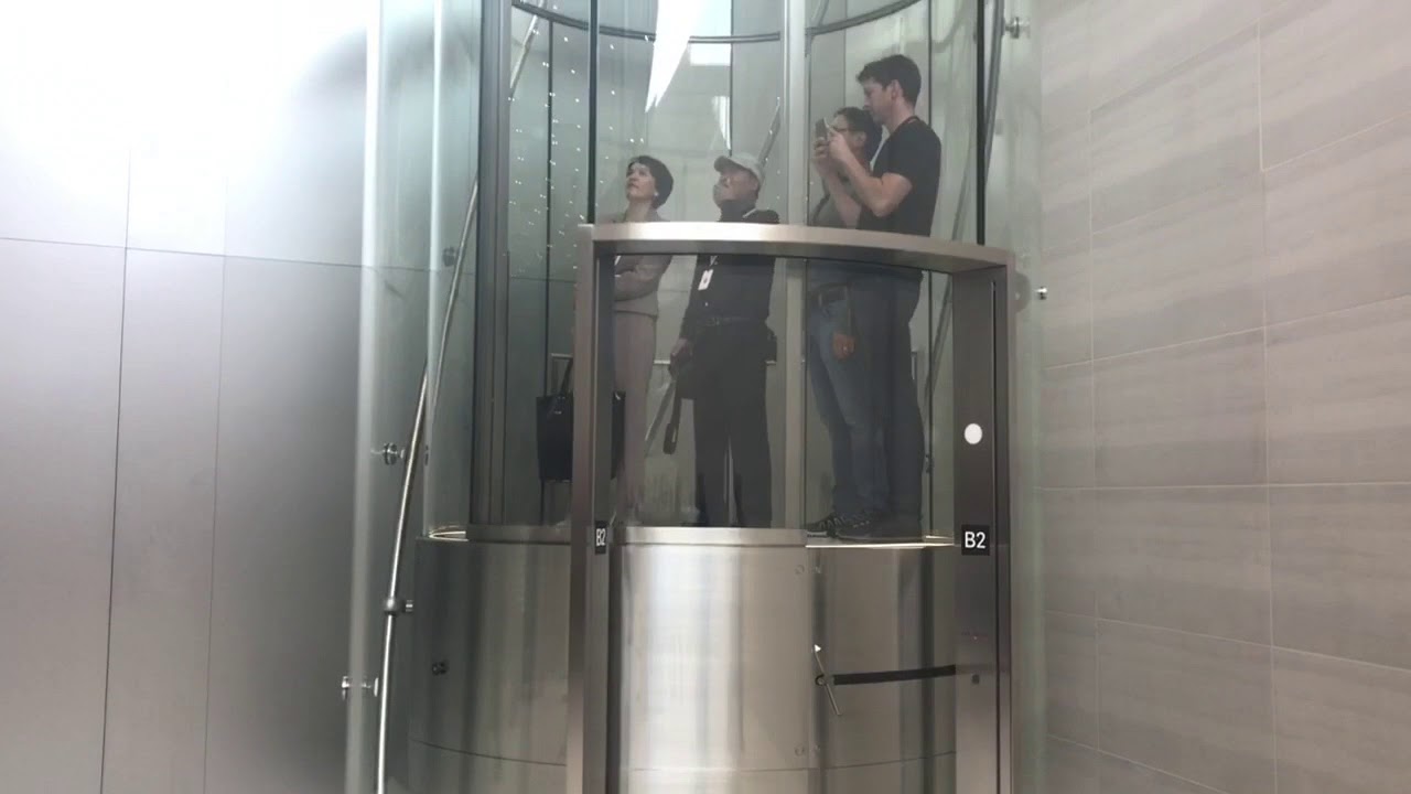 Spinning cylinder shaped elevator at Apple's new SpaceShip HQ