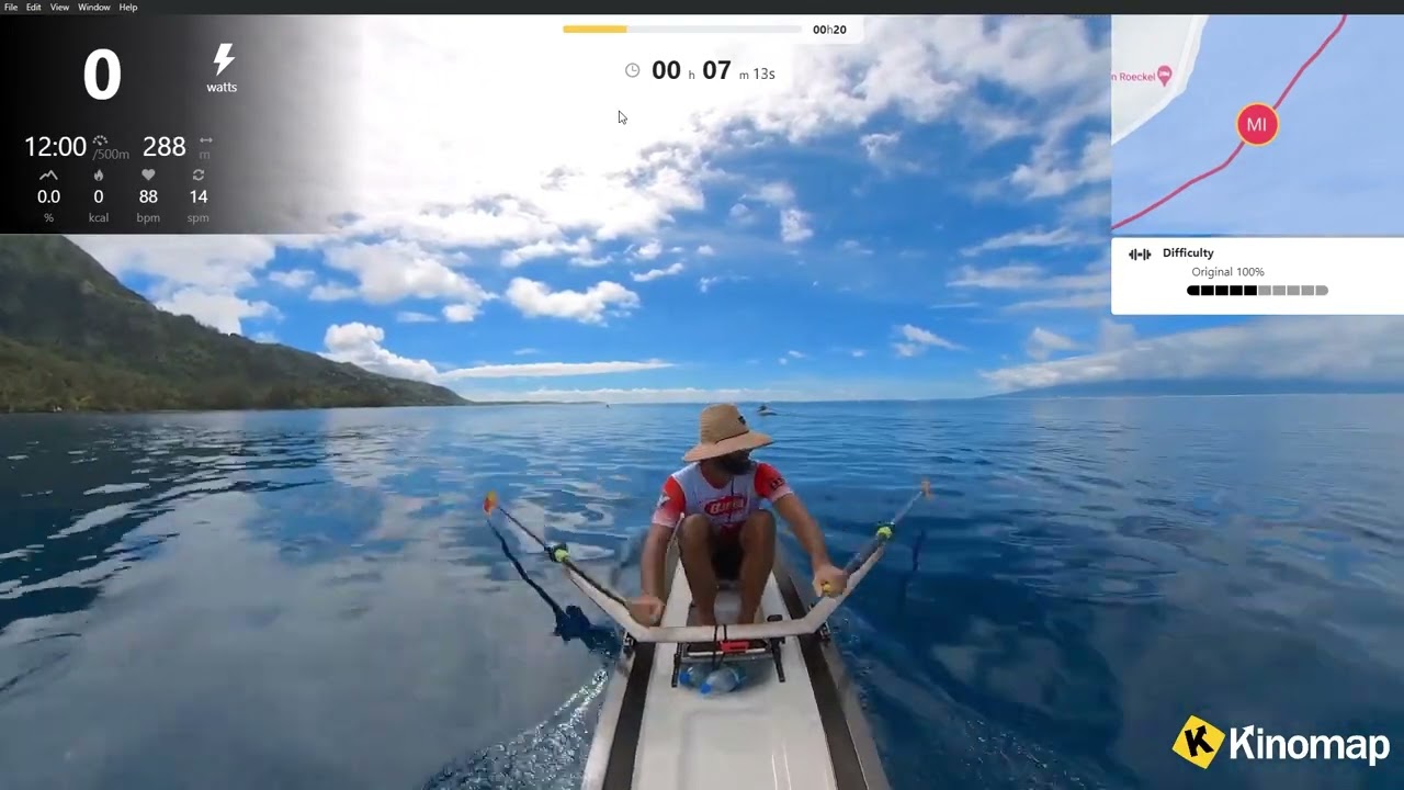 Rowing on Domyos 500B using Kinomap (see description for details)