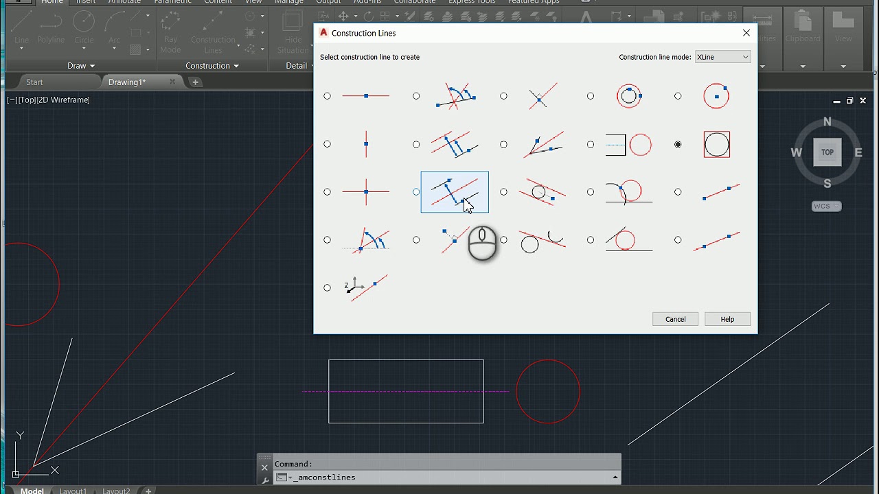 AutoCAD Mechanical Construction Lines