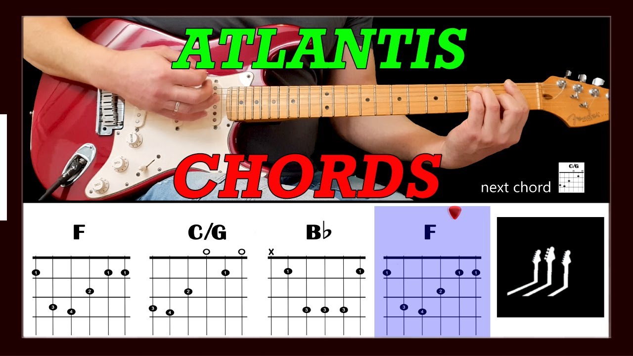 ATLANTIS - The Shadows - Guitar play along with chords