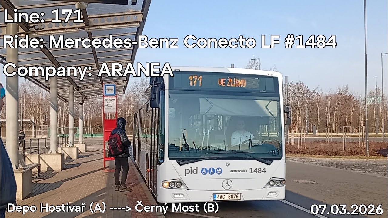 Line: 171 Ride: Mercedes-Benz Conecto LF Company: ARANEA to Černý Most (B)
