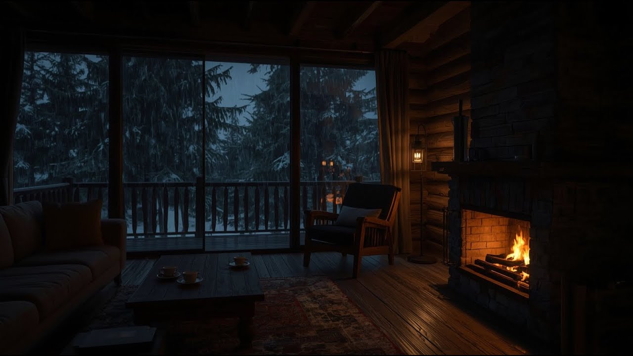 LIVE 🔴 Rain & Fireplace Sounds for Sleep | Warm Cabin Night, Stress Relief, Insomnia Aid