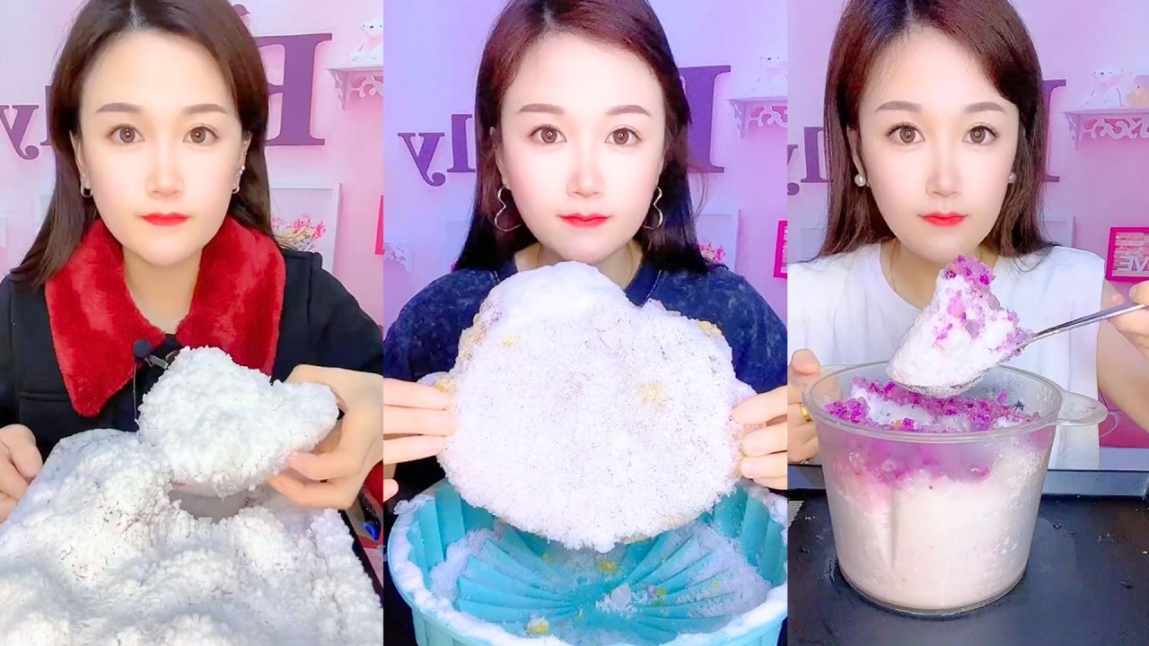 Crystal Snow Ice Disc and Purple Frozen Dessert ASMR
