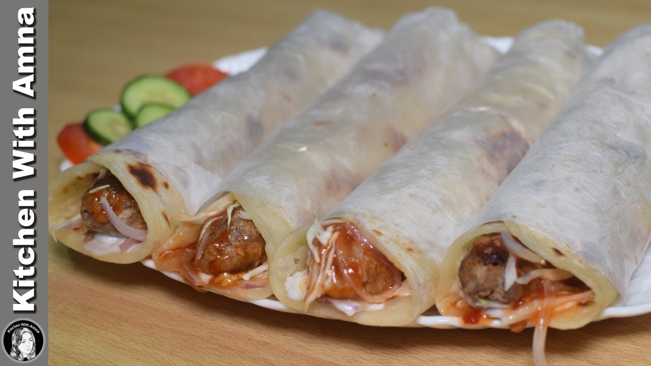 Seekh Kabab Paratha Roll Recipe - Kids Lunch Box Ideas - Kitchen With Amna