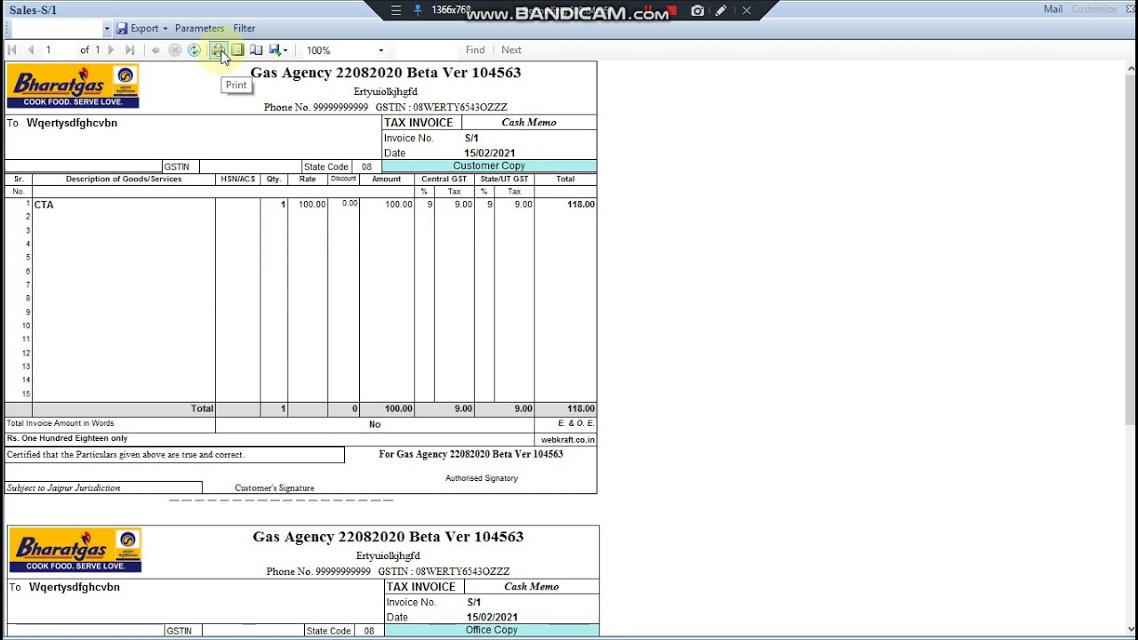 Billing Of Services in Gas Agency Software System for LPG Distributors - Hindi