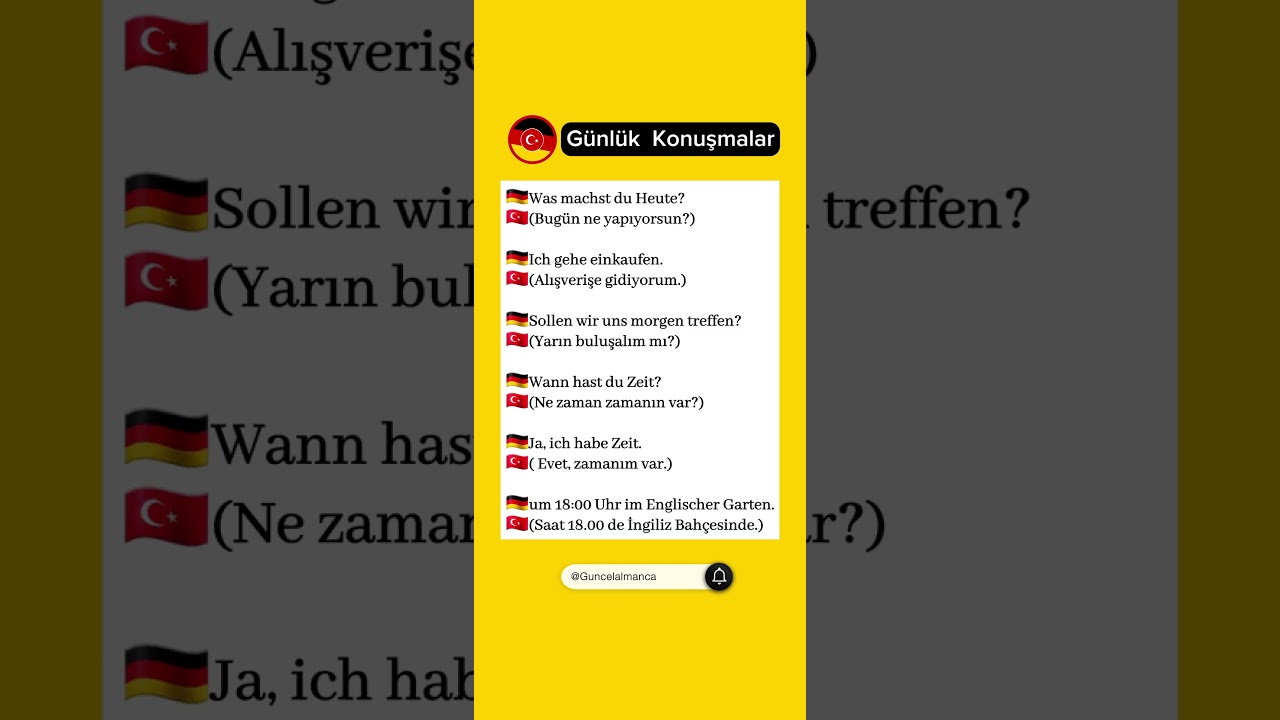 Almanca g&uuml;nl&uuml;k konuşmalar #almanca&ouml;grenmek #almanca #almanya #vocabulary #lernedeutsch