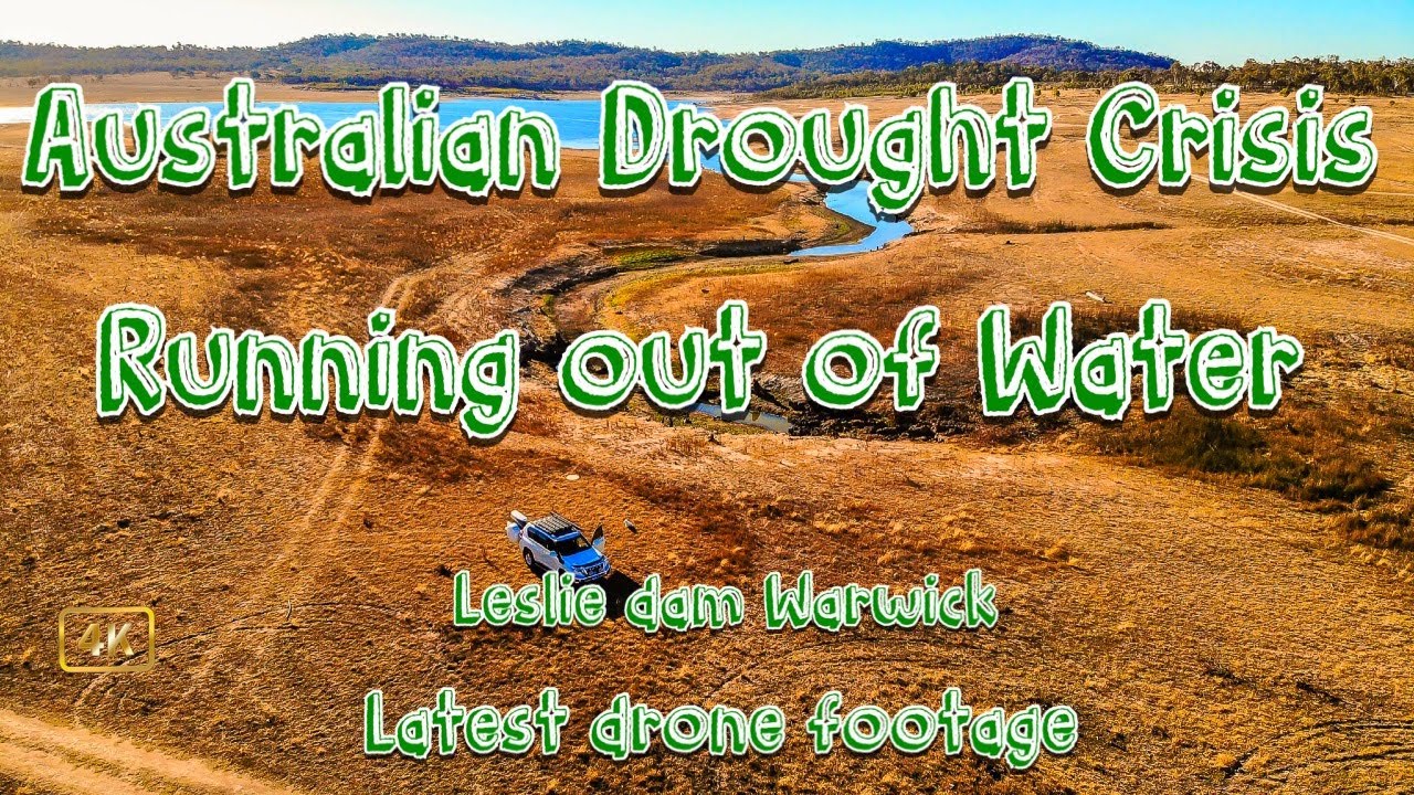Australian drought crisis, Leslie Dam Warwick Qld,  latest drone footage