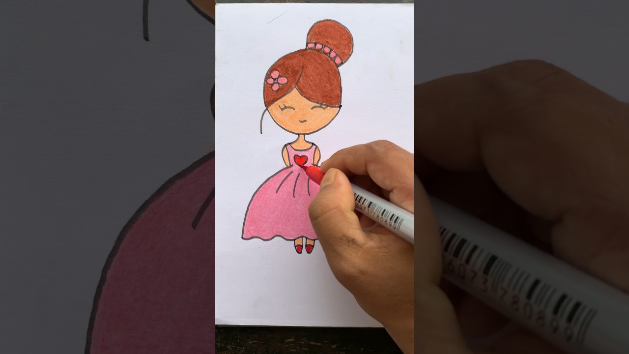 Cute Barbie Doll Drawing for kids #kids #kidsvideo #shorts #art #painting #ytshorts #barbiedrawing