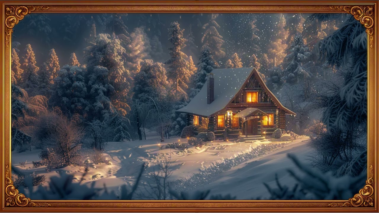 TV Wall Art 4K | Cozy Winter Cabin Snow Scene | 2 Hour 4K Wall Art