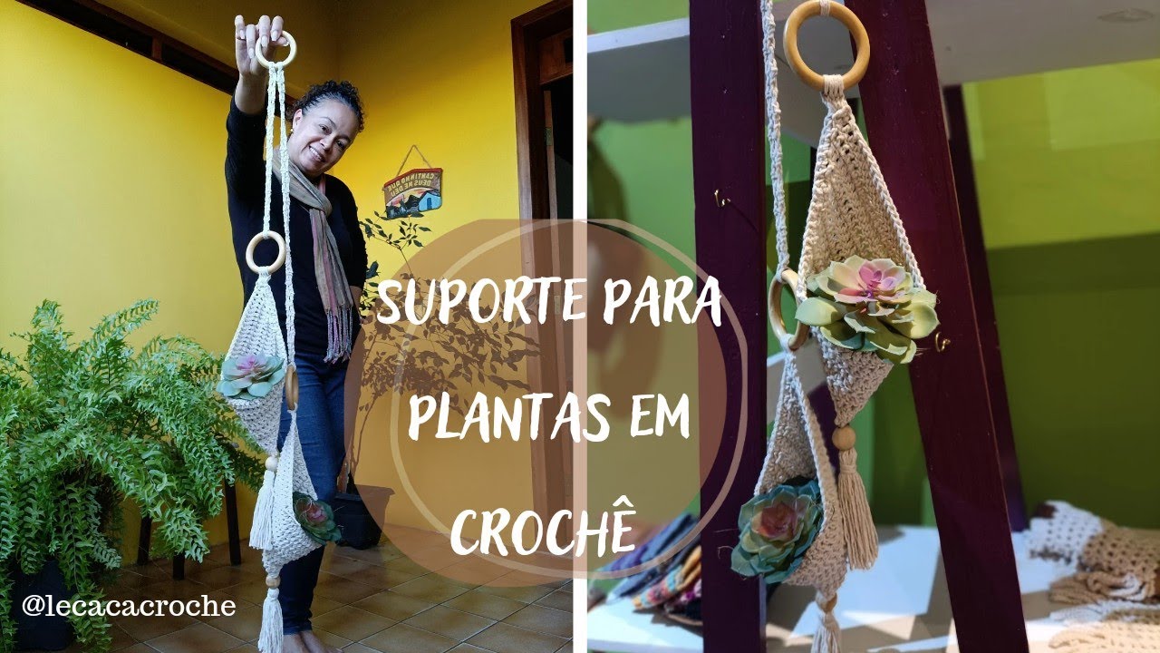 Suporte para plantas em crochê