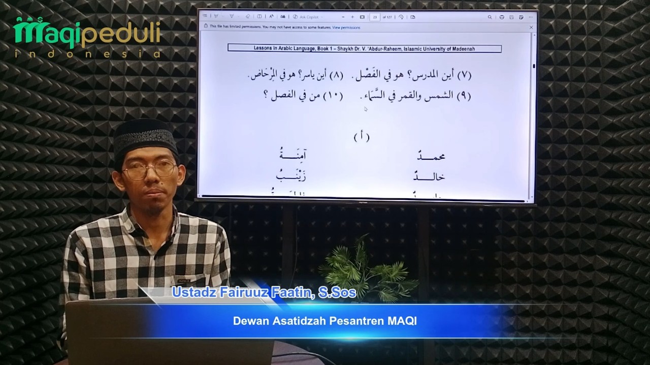 Durusul Lughah Al Arabiyyah Pertemuan ke-8 | Ustadz Fairuuz Faatin S.Sos
