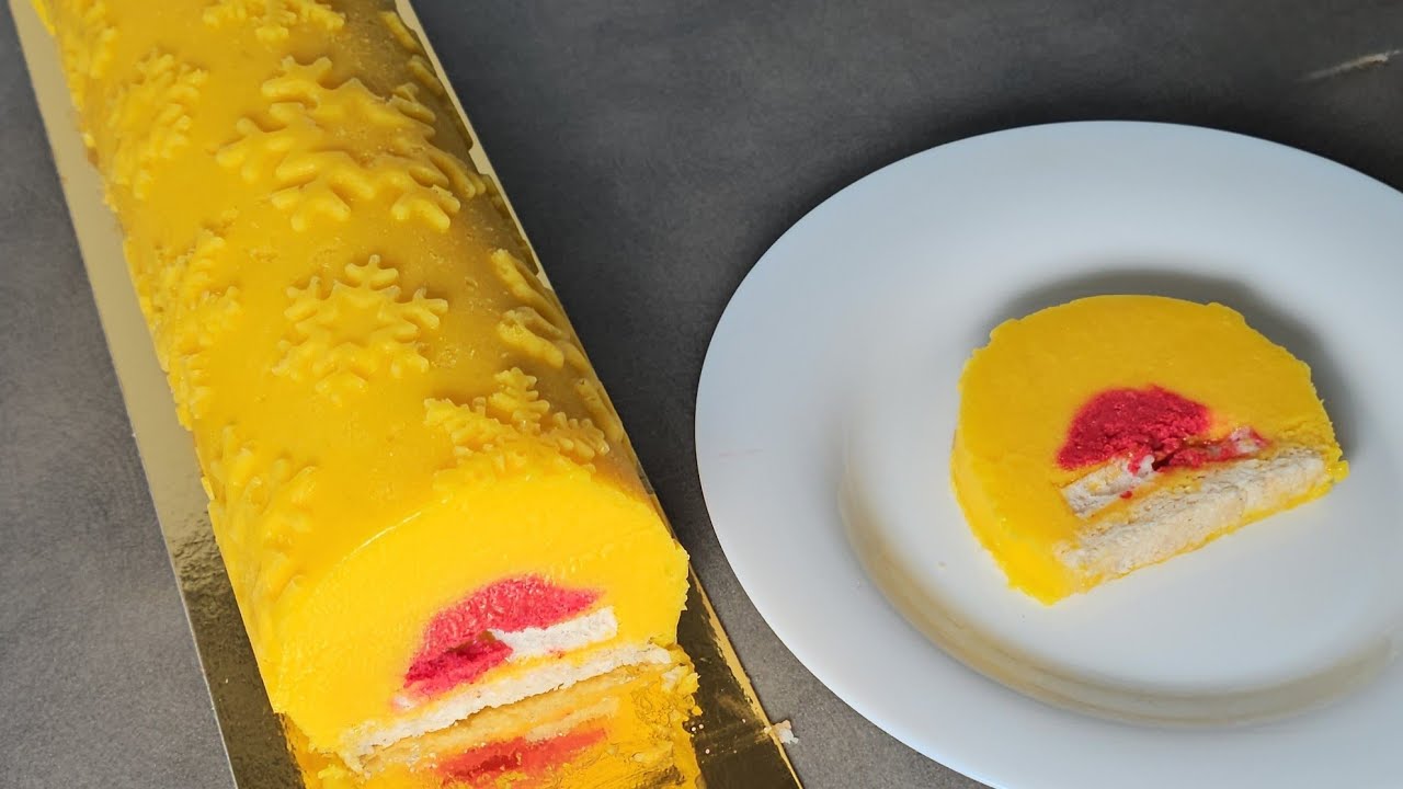 Sans prise de tête,  bûche glacée mangue 🥭 framboise