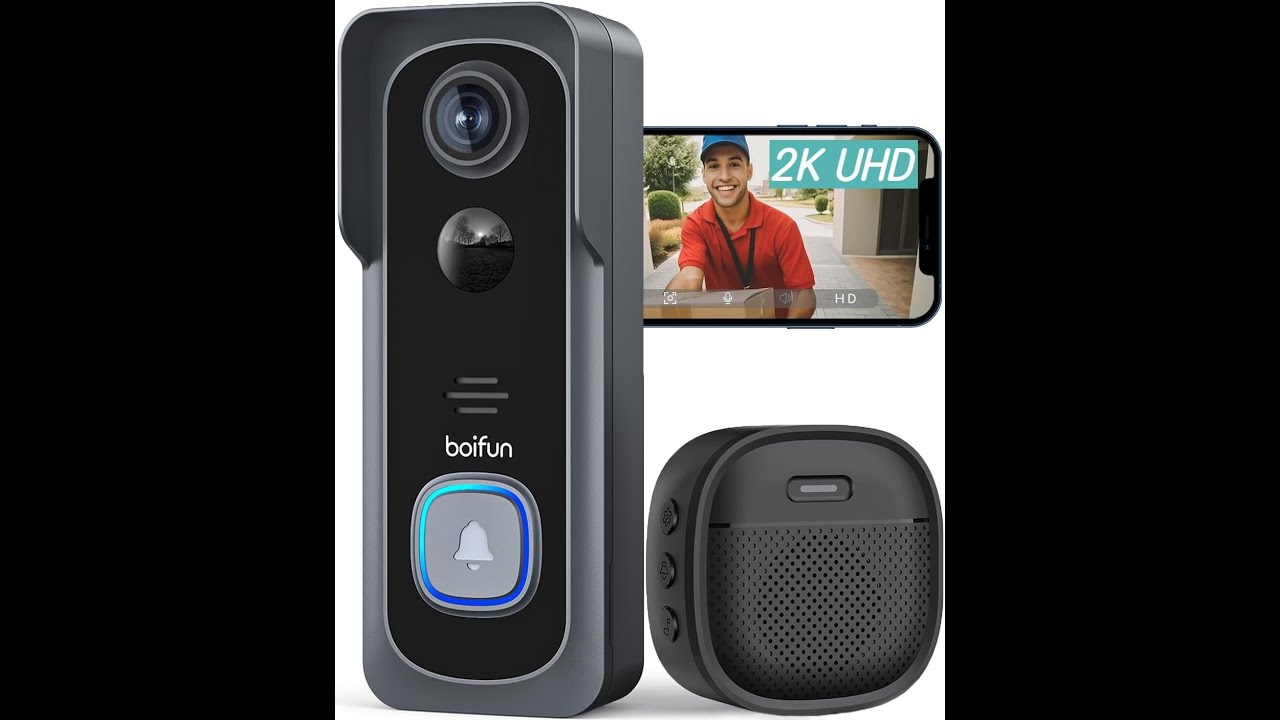 BOIFUN Videocitofono Wifi UHD Senza Fili Esterno Suoneria Allarme Immediato Audio Bidirezionale IP66
